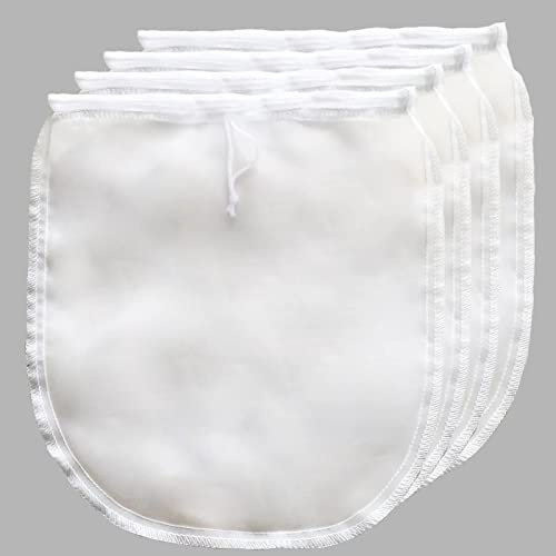 4 Pcs Pro Quality Nut Milk Bag 12X12 Inches - Multiple Usage Reusable Food Strainer, Food Grade Nylon Mesh,For Straining Almond/Oat Milk, Celery Juice, Cold Brew Coffee, Yogurt and Cheese Making