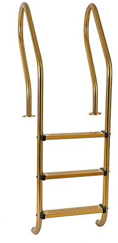 HOBIRD Schwimmbadeleiter, 3-Stufe 304 Edelstahl-Pedal ohne Rollen-Pool, Schwarze Poolstufenstufen für Innen- und Außenbereiche