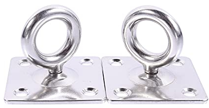 TEHAUX 2 Stück M8 Edelstahl Aufhängehaken Quadratisch Aufhänger Für Hängematte Yogaschaukel Turnring Deckenbefestigung Rostfrei Langlebig