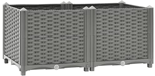 vidaXL Raised Bed Growing Box Container Outdoor Flower Plant Pot Garden Bed Planter for Vegetables Flowers Herbs 80x40x38 cm Polypropylene, Light Grey, 80 x 40 x 38 cm