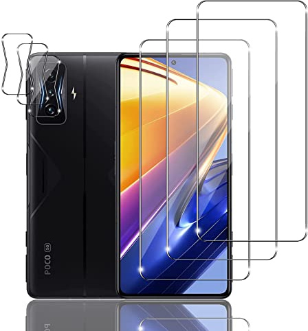 Ydiciv 6 Piezas Protector de pantalla para POCO F4 GT 5G Cristal Templado, 3 Piezas Vidrio Templado HD y 3 Piezas Protector de Lente de Cámara, Dureza 9H, Antihuellas, Sin Burbujas