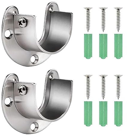 Lahviuu Support de Tringle à Rideau, 2 pcs Acier Inoxydable Support Tringle Penderie Support Barre Rideau Accroche Rideau Support Rideau sans Percage Support de Plafond Réglable en Forme de U,32mm