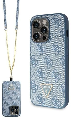 Guess GUHCP14LP4TDSCPB Hülle für iPhone 14 Pro 6.1 Blau hardcase Crossbody 4G Metal Logo