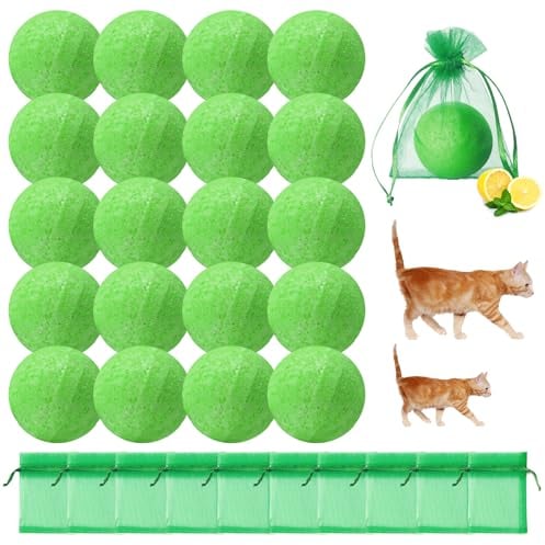 MAGIC CAT Cat Repellent Outdoor, 20 Pack Peppermint Oil Cat Deterrent Indoor for Home to Protect Furniture Curtain Pet Family Safe, Dog Repellent to Keep Feral Cats Stray Dogs Out of Yard Garden Lawn