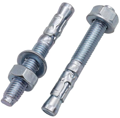 SKIR'CO (25 pcs) Vis d'ancrage à coin plaqué zinc M10 x 80 mm, chevilles métalliques, boulon d'ancrage, ancres de maçonnerie, ancres en béton