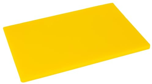 Argon Tableware Plastic Chopping Board - Yellow - 45cm x 30cm - Thick Colour Coded Kitchen Professional Catering Cutting Block Mat for Cooked Meat
