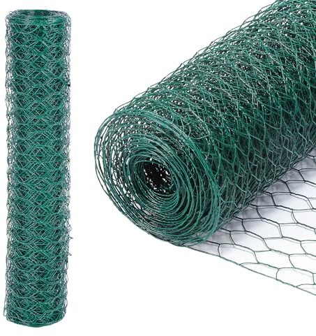 Eulenke Sechseckgeflecht Maschendrahtzaun - Verzinkt mit Beschichtung, Kaninchendraht, Drahtzaun, Hasendraht - Sechseck Drahtgitter Maschenweite 27 mm, Höhe 50 cm, Länge 25 m - Grün