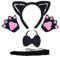 DHWEKU Gatto Cosplay Set peluche artiglio guanti gatto gattino orecchie coda collare zampe carino adorabile costume per il set per bambini (Nero)