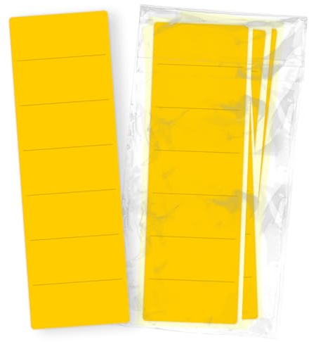 itenga 50x Ordneretiketten BREIT Ordnerrückenschild für BREITE Ordner vollflächig farbig I Ordnerschild selbstklebend aus Haftpapier 6x19cm (gelb)