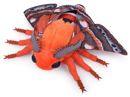 lilizzhoumax Simulation Cecropia-Motte Plüschtier 10,62 Zoll Weiches realistisches Cecropia-Motte Stofftier für Kinder Insektenliebhaber Jungen und Mädchen Geschenke Heimdekoration orange