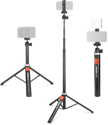 NEEWER Handystativ für Telefon und Kamera mit Fernbedienung, 160cm Metall Selfie Stick Reise Vlog Ständer Kompatibel mit iPhone mit tragbares Kamera Stativ Kompatibel mit Canon Sony DLSR GoPro TS05