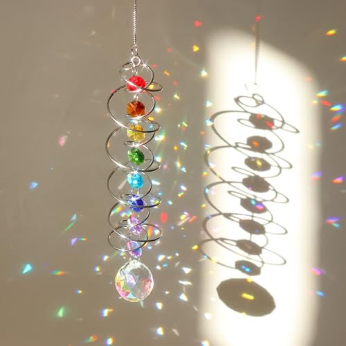 Sun catchers for windows,bead spinner,dream catcher crystal ornaments,Suncatcher Healing Crystal Rainbow Maker Suncatcher Car Accessories