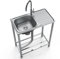 Lavello in Acciaio Inox Autoportante Lavello di Utilità 1 Vasca Lavandino Commerciale con Banco da Lavoro,Lavandino a Mano Mobile,per ristorante,garage,cortile