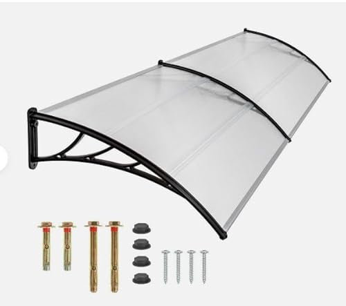 Stilvolle Türvordachung, Außentürvordach für Regen- und Sonnenschutz, hochwertige Polycarbonat- und Polypropylen-Konstruktion, Brandschutzklassifizierung b1-gebohrte Stangen, rechteckig und