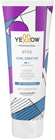 ALFAPARF MILANO Yellow Style Curl Creator Building Cream - Light Texture - Medium Fixation - Improvement, Control, Separate Curls - Moisturizes, Protects, Amplify Curly & Wavy Hair - Formula