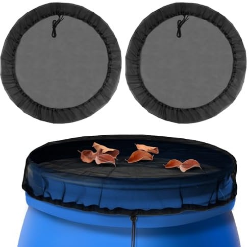 Rain Barrel Cover - 2PCS Mesh Cover for Rain Barrel with Drawstring 37.4 Inch Fine Mesh Water Barrel Screen Reusable Rain Barrel Net for Preventing Fallen Leaves Debris Small Objects in Outdoor Garden