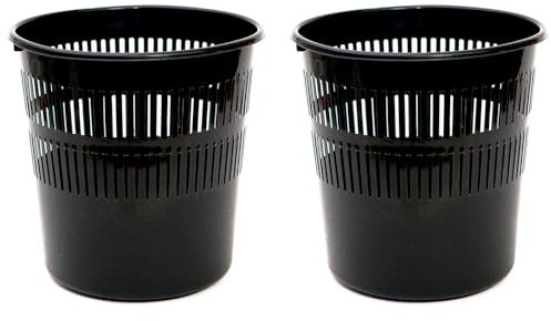 AC - Pack de 2 Papeleras de plástico con rejilla - Cubo para basura - Ligera y resistente - Fabricada en España - Ø 27,5 x 28 cm - Color Negro