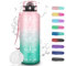 Gourde Graduée 1,5l, Gourde Sport anti Fuite, Facile à Nettoyer, Gourde Motivation avec Marqueur de Temps, Bouteille d'eau avec Marqueur de Temps, Gourde Plastique pour Running, Vélo, Sport, Bleu-Vert