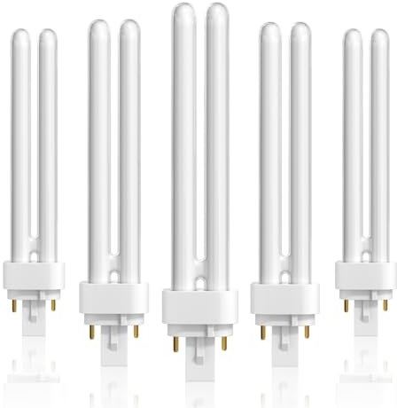 HeatingLux 26W G24d-3 Ampoules PLC Tube, 2 Broches, Lumière blanche 6500K Lampe CFL, 1600LM, Lampes fluorescentes compactes, Non dimmable, Pack de 5
