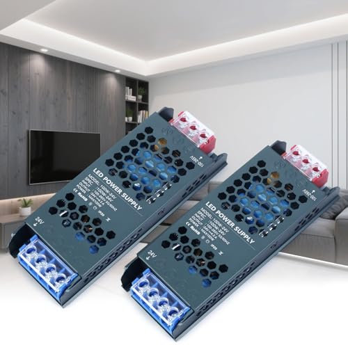 KSIBNW Transformador 220V a 24V 100W 4,2A LED Driver, Ultrafino Fuente de Alimentacion AC 220V a DC 24V 4,2A 100W Driver de Baja Tensión Controlador Voltaje Constante Adaptador para Tiras LED, 2Piezas