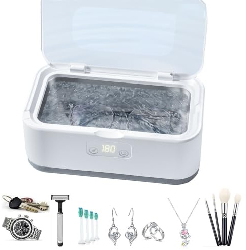 304 Stainless Steel Tank, 27Ounces（800ML）Professional Ultrasonic Jewelry Cleaner, 5 Cleaning Modes, 48KHz Portable Cleaner for Jewelry, Eyeglass, Watches, Ring, Denture