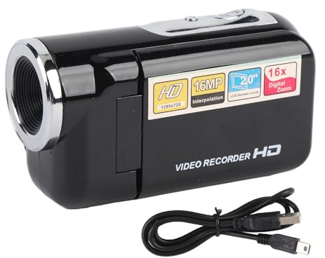 Digitale Videokamera 2 Zoll Farbbildschirm 1080p 16 MP 16x Zoom Anti Shake DV Camcorder Travel Campus Wachstumsrekord (Black)