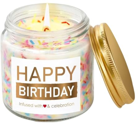 Happy Birthday Candle, Lavender Birthday Scent with Sprinkles, 3.5Oz Scented Candles Gifts for Women, Cute Birthdays Gifts for Mum, Best Friend