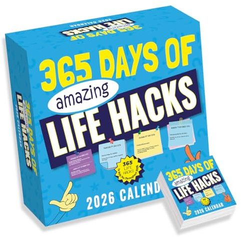 Daily Life Hacks Desk Calendar 2026 – Tips & Tricks Calendar | 365 practical tips with UK dates and tear-off pages. Gift for women, birthdays, Mother's Day and everyday use.