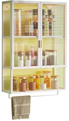 Badezimmerschrank, Wandmontage, Aufbewahrungsregal mit Handtuchstange für Waschküche, Küche, Organisation, kein Bohren, Waschraum