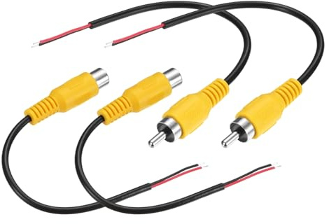 M METERXITY 2-Set RCA to Speaker Wire Adapter, 5.9 Inch/0.15 m RCA Male/Female Plug Jack to Bare Wire Connector Adapter for AV Receiver/Amplifier/TV [Yellow] Repairing Speaker Cords