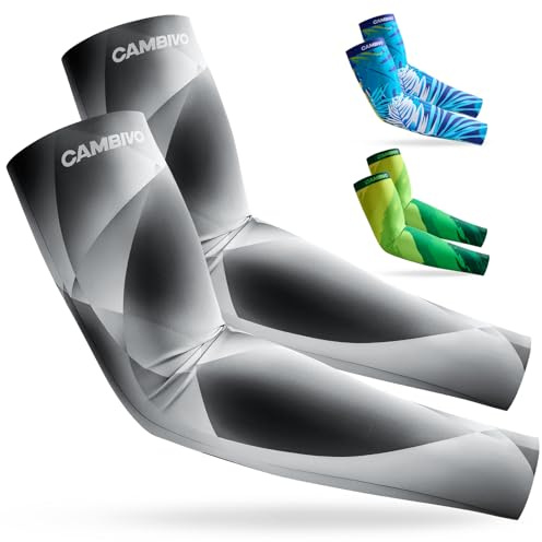 CAMBIVO Manicotti Braccia Sportivi UPF50+ Protezione UV, Manicotti Pallavolo Traspiranti Elasticizzati per Running Tennis Ciclismo Padel, Uomo Donna