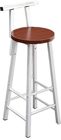 Barhocker aus Massivholz mit Rückenlehne und Fußstütze, Metallbeine – Kücheninsel-Esszimmerstuhl für Wohnzimmer, Kneipe, Party, Tresen