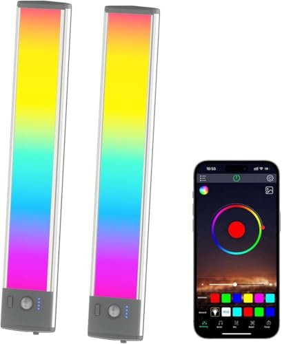 LEPOTEC 45 LED RGB APP Controlled Under Cabinet Lights, Motion Sensor Magnetic Rechargeable Wireless Cupboard Light for Bedroom, Wardrobe, Kitchen, 2 Pack, Easter Decor