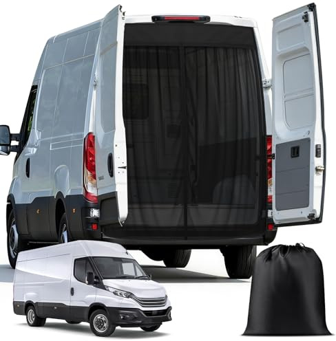 Moskitonetze Ersatz für Iveco Daily 2014-2026 Heckklappe, Insektenschutz | Magnetischer Van Insektenschutz Auto Insektennetz Moskitonetz Reißverschluss in der Mitte Tür Insektengitter