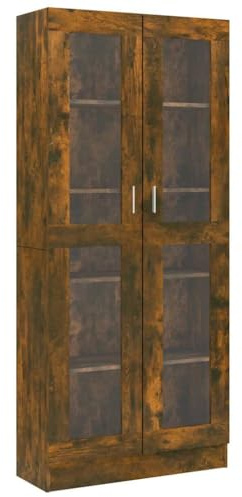 Tomostar Vitrine en Verre, Armoire Vitrine de Collection Armoire Vitrée Bibliothèque Meubles de Rangement pour Salon Chêne fumé 82,5x30,5x185 cm Bois ingénierie