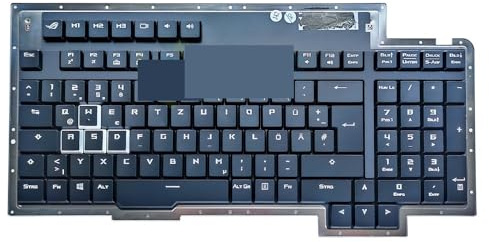 FANFAOZ Clavier rétroéclairé norvégien, Allemand et Espagnol pour ROG GX800V VHK GX800VH-XS79K (référence 0KNB0-L611SP00)(GR Germany)