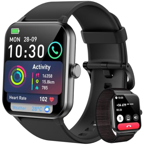 Blackview Smartwatch Hombre (Realizar/Recibir Llamadas), 1.85 Reloj Inteligente Hombre - Pulsómetro/Oxímetro/Sueño, Whatsapp Mensajes, Pulsera Actividad - 100 Modos Deportivos, Podómetro, Android iOS