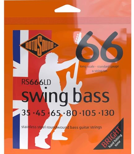 Rotosound Cuerdas para bajo eléctrico SWING 66 STAINLESS SETS 6-Cuerdas RS666LD Acero inoxidable Standard 35-130