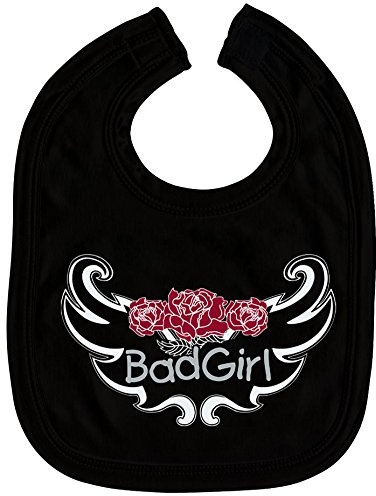 FAN-OMENAL Lätzchen Babylätzchen schwarz - BAD GIRL - 24x35cm, Klettverschluss, 100% Baumwolle, Ökotex Standard 100, ISO 9001-2008, stylisch, weich & hochwertig