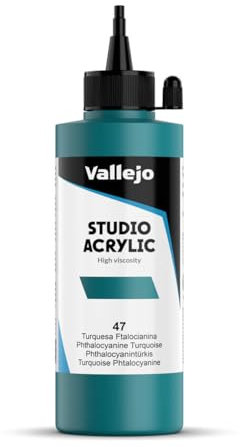 Vallejo ACRYLIC STUDIO, PINTURA ACRÍLICA, 200ML, TURQUESA DE FTALOCIANINA, Nº 47