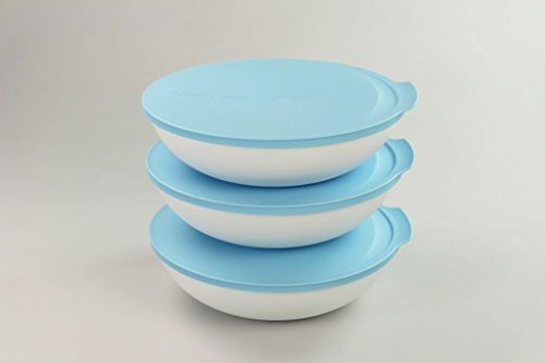 TUPPERWARE Allegra 1,5 L hellblau weiß Schüssel (3) servieren Servierschale