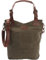 LECONI Henkeltasche Echtleder Vintage-Look Damentasche Handtasche für Damen aus Canvas + Leder Shopper mit Trageriemen Beuteltasche für die Arbeit, Büro oder Alltag 34x35x10cm grün LE0054-C