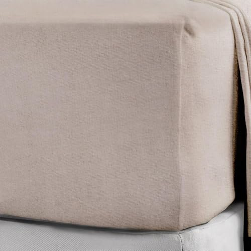 Niys Luxus-Bettwäsche, Spannbettlaken aus 100 % gebürstetem Baumwollflanell, extra tief (40 cm), für Einzelbett, Beige