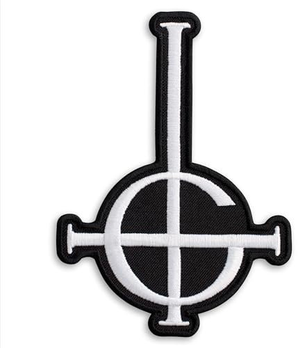 Aufnäher Grucifix Kreuz Symbol Ghost BC Heavy Metal Doom Hard Rock Band bestickt Aufbügler (8.9 x 12.4 cm), Weiß