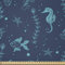 ABAKUHAUS Unterwasser- Stoff als Meterware, Goldfish Seahorse, Microfaser Stoff für Dekoratives Basteln, 1M (230x100cm), Blass Azur blau und Nachtblau