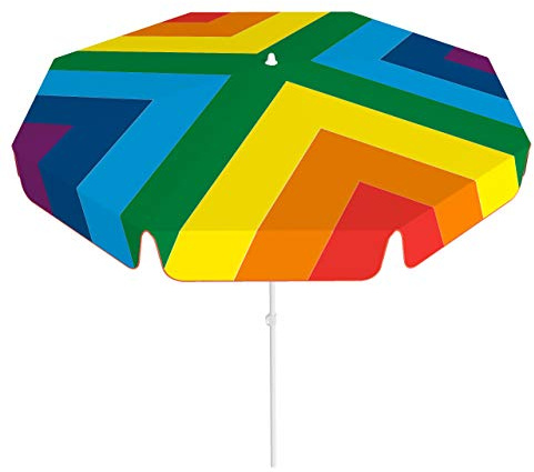 Vispronet® Sonnenschirm, rund, Volant ∅ 180 cm Regenbogen, bunt ✓ 2-teiliger Schirmstock ✓ 4-teilig Bedruckt ✓ Durchdruck des Motivs ✓ kippbar
