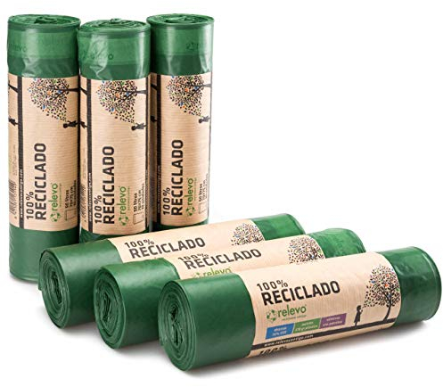 Relevo 60 Stück Mülltüten 50 L - 100% Recycelt Müllsäcke - Müllbeutel