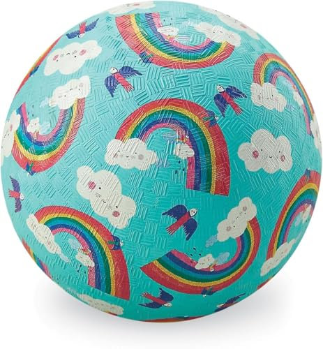 Crocodile Creek Gummi-Spielplatzball, Schiffe aufgeblasen, PVC-frei, langlebiges Design für Outdoor-Spiele und aktive Ballsportarten, für Kinder ab 3 Jahren, 17,8 cm Größe, Rainbow Dreams