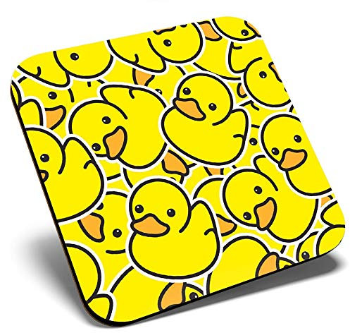 Excellent dessous de verre carré – Canards en caoutchouc jaune | Sous-verres brillants de qualité | Protection de table pour tout type de table #2078