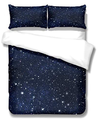 WENYA 3D-Universum Erde Verträumte Galaxie Sternenklarer Himmel Zwölf Sternbilder Bettwäsche-Set Schwarz Blau Lila Kinder Junge Mädchen Mikrofaser (Stil 4, Bettbezug 135x200 + 1 Kissenbezug 80x80 cm)